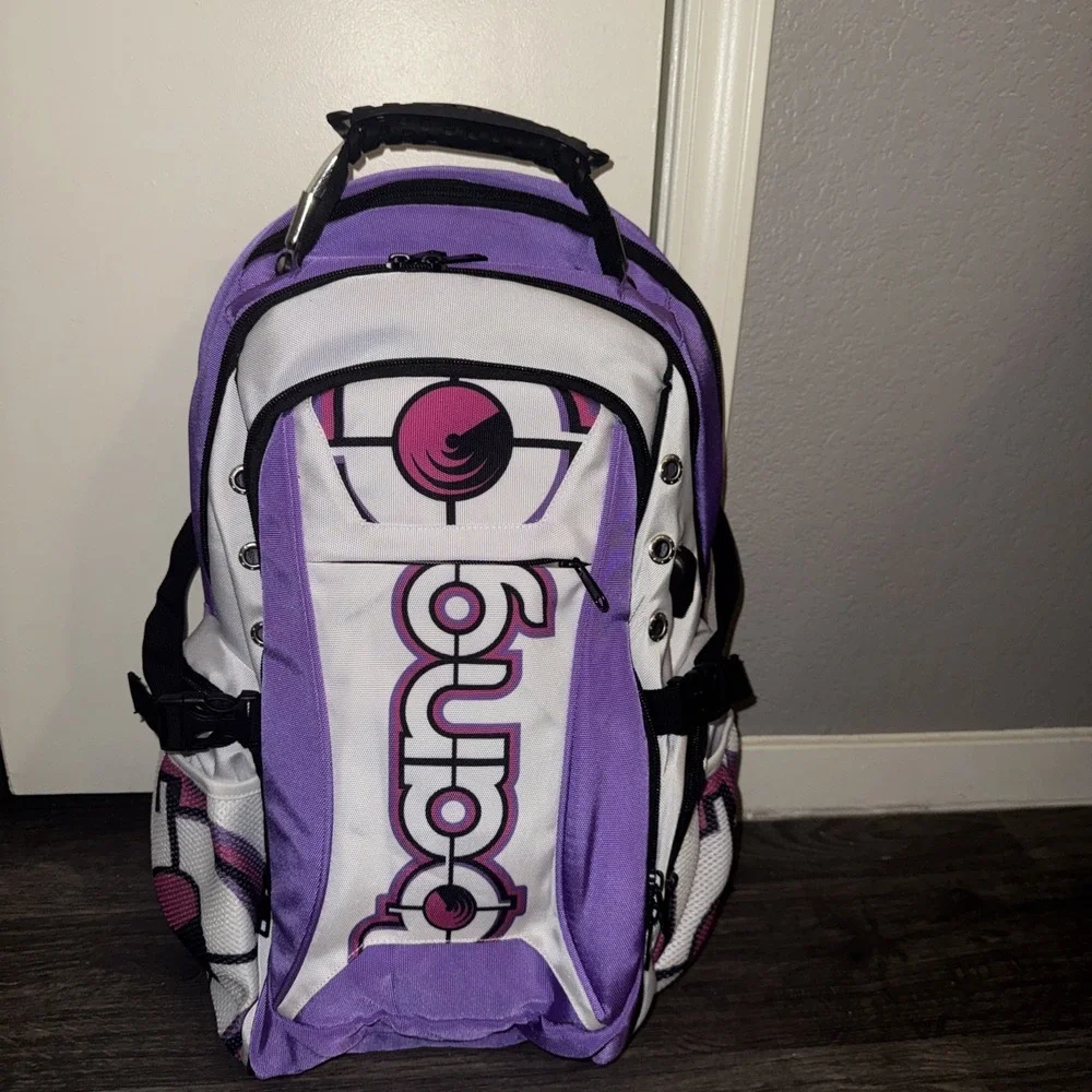 Bang Energy Drink Laptop Utility Backpack Purple White Black Tech Gym School Bag